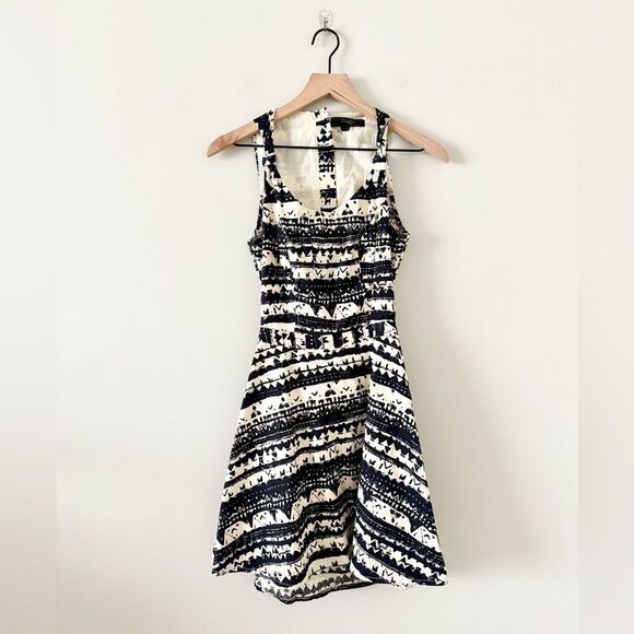 Jessica Simpson Fit & Flare Dress with Back Cutout in Black & Tan Tribal - 3/4 - Picture 2 of 6